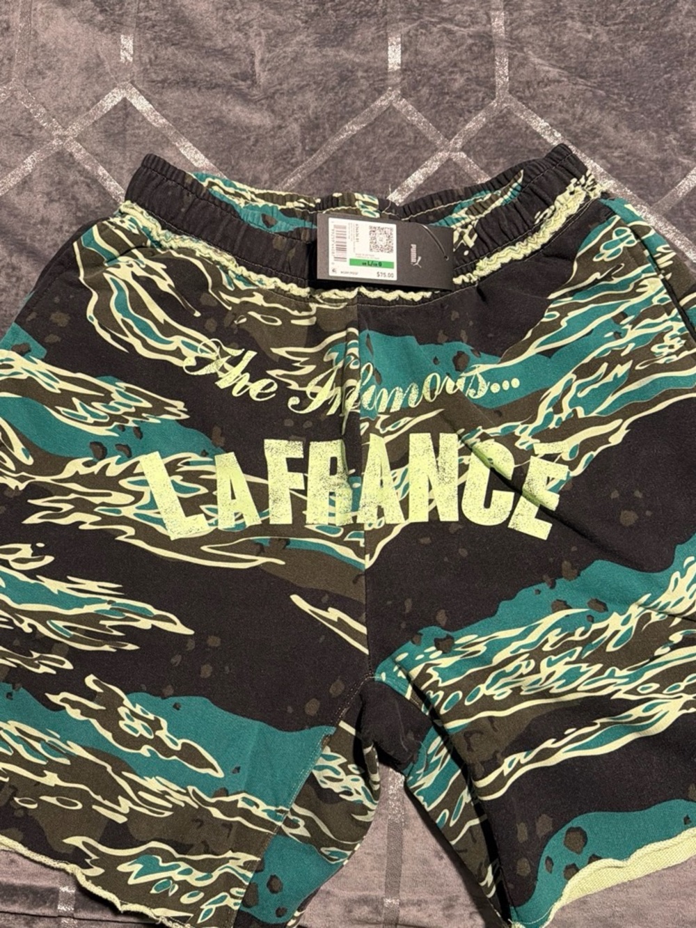 Puma Kids Black & Teal Camouflage Print Shorts